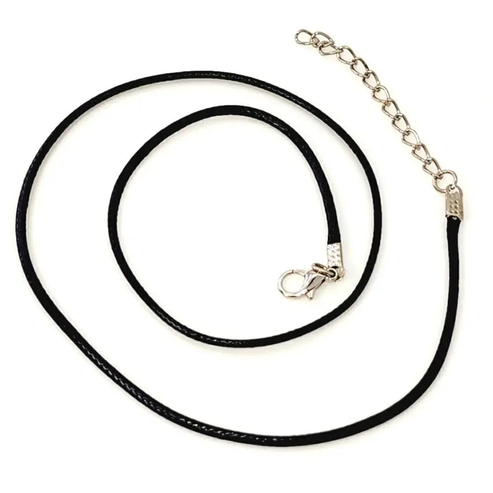 1.5 mm Black Leather Cord Rope Lobster Clasp Necklace Chain (One Piece)